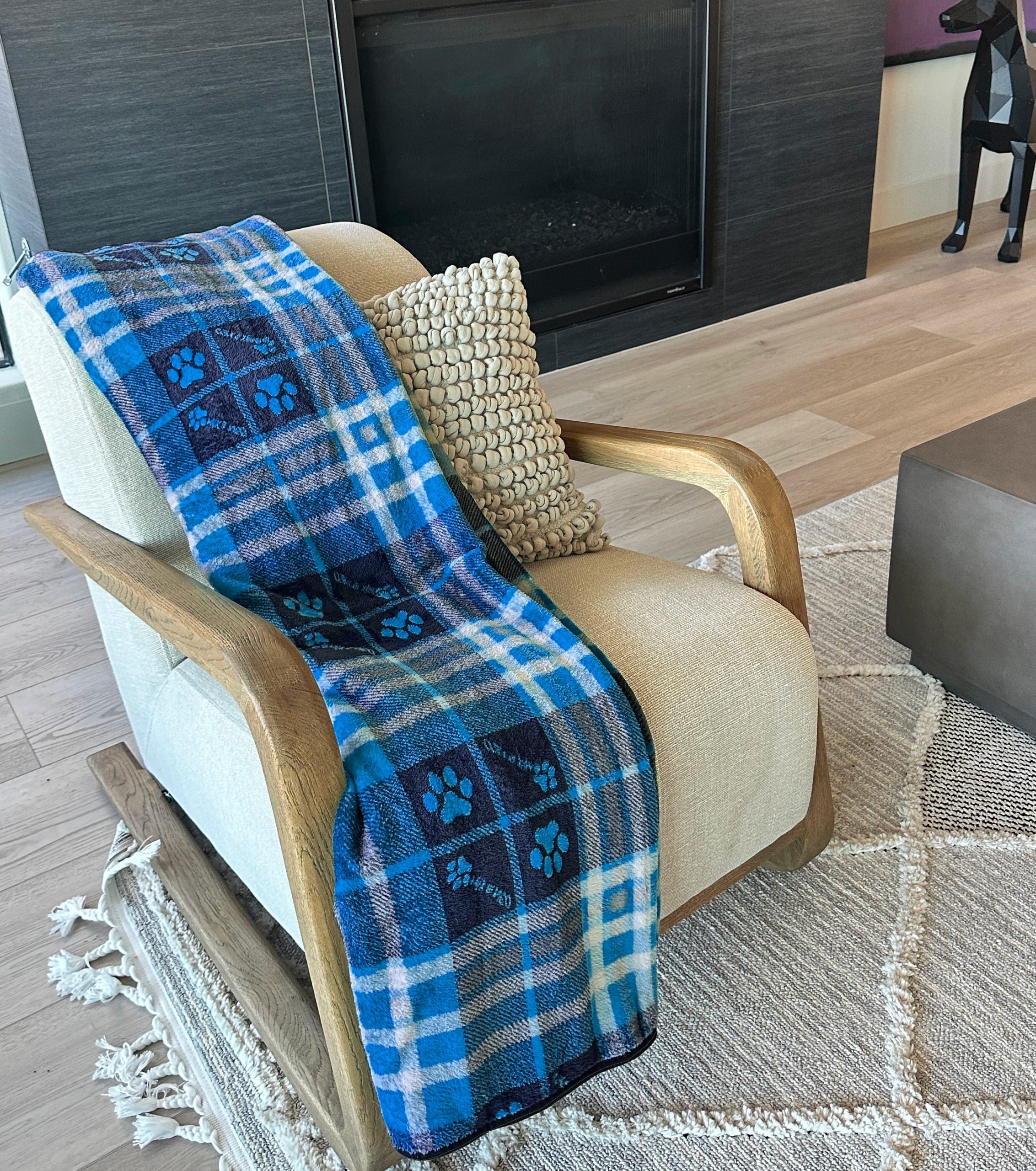 Max & Neo Blue & Black Flannel Throw Blanket, 50" x 60" (Case of 20) - Image 1