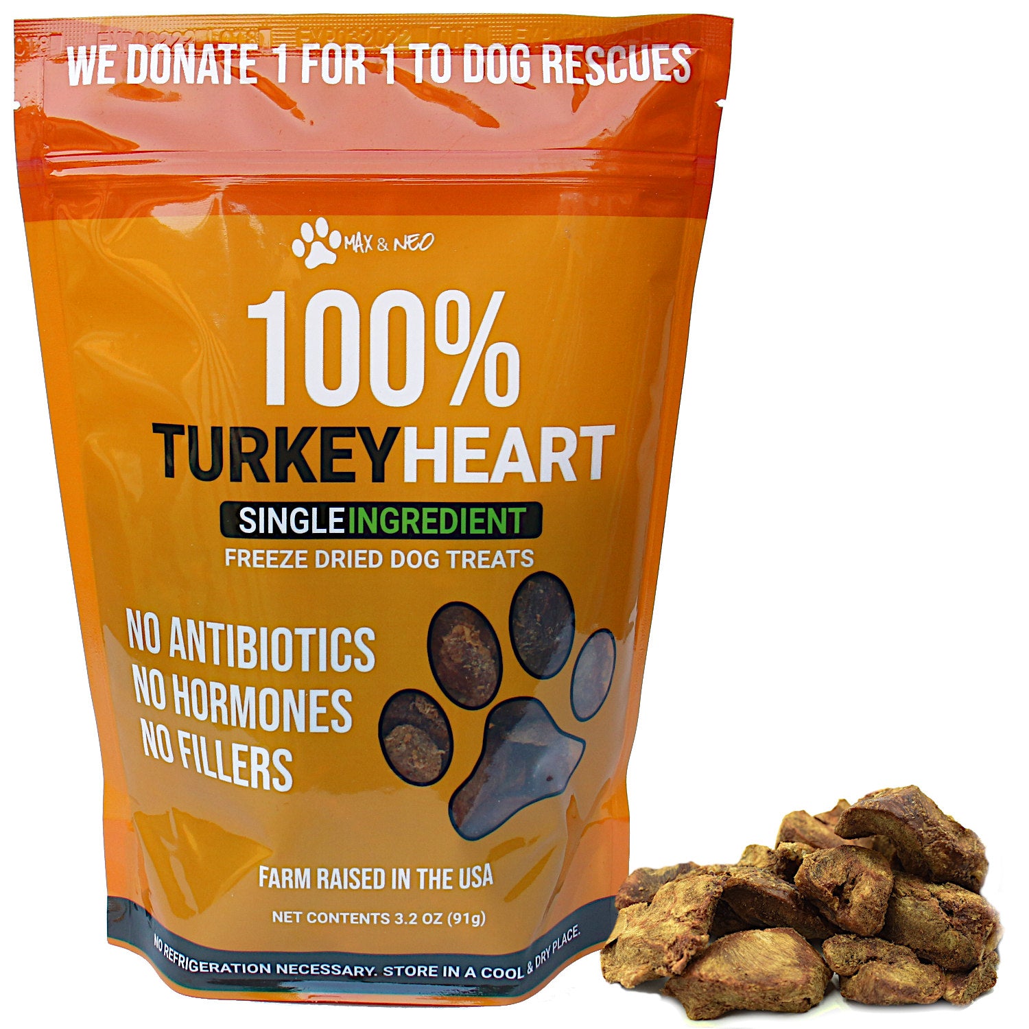 Freeze Dried Turkey Heart Dog Treats - Image 1